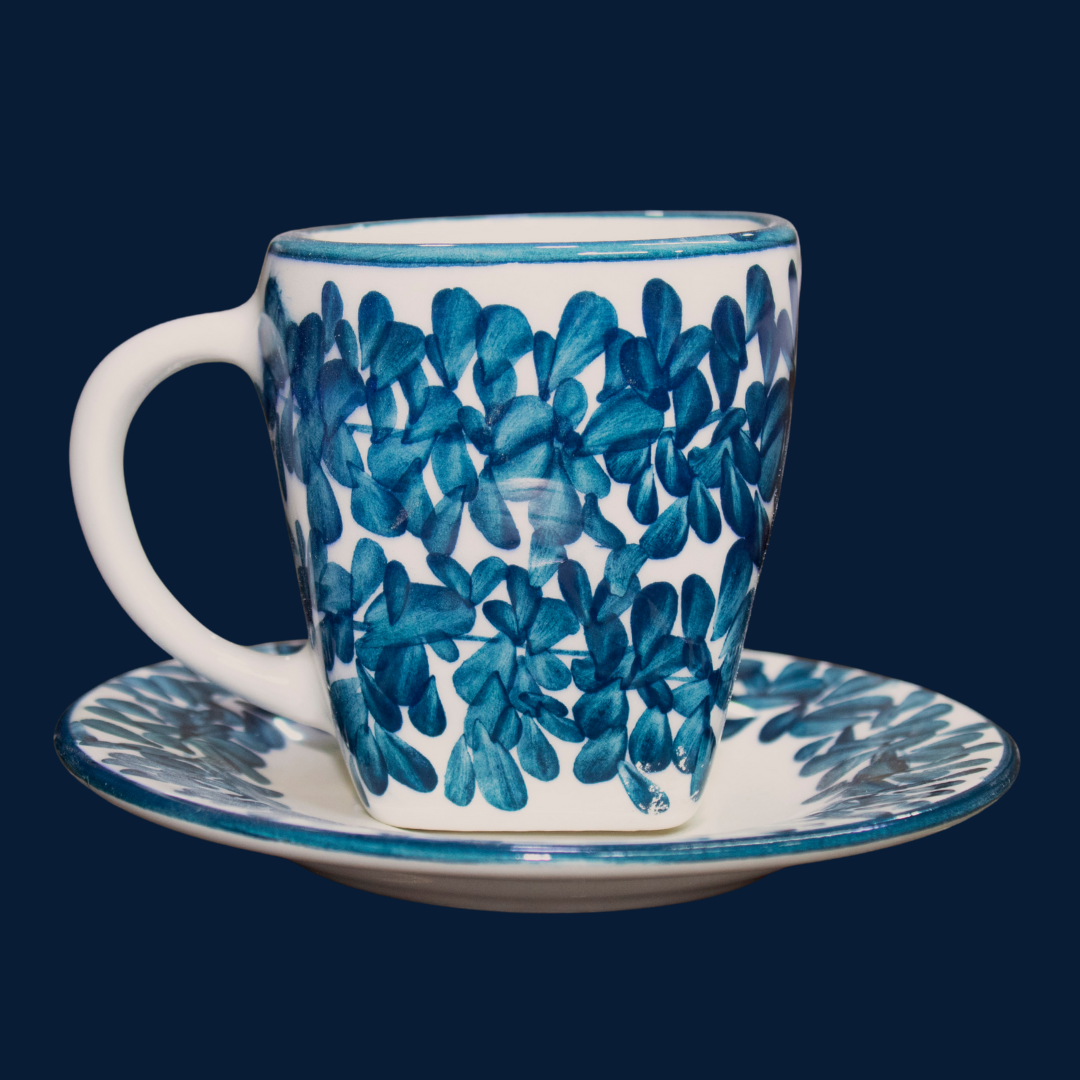 Juego de té cuadrado| Olivo Azul Petroleo