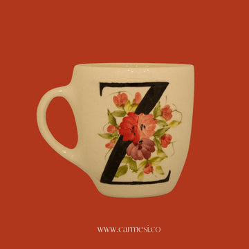 Mug de Letra Z Mug cerámico Cerámicas Carmesí Z Floral Rosa 