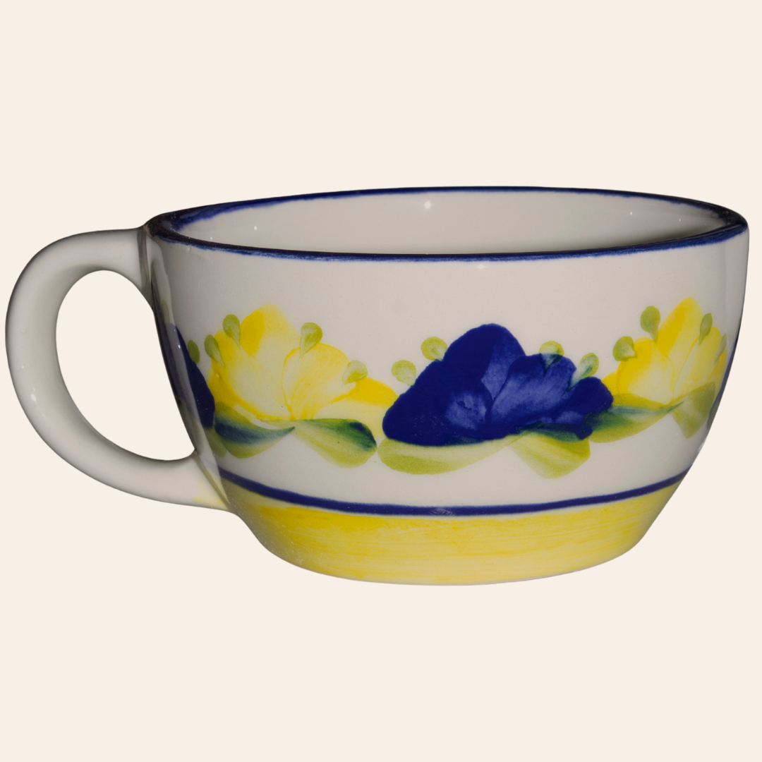 Mug París | Pompón Amarillo/Azul Cobalto