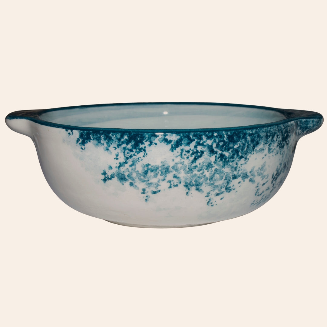 Cazuela Lima plato hondo cerámica artesanal decoración Bruma Azul Petróleo, hecha a mano en El Carmen de Viboral