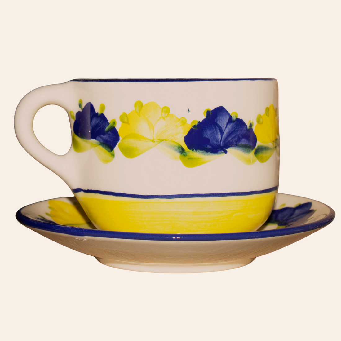 Juego de té Sienna | Pompón Amarillo/Azul Cobalto