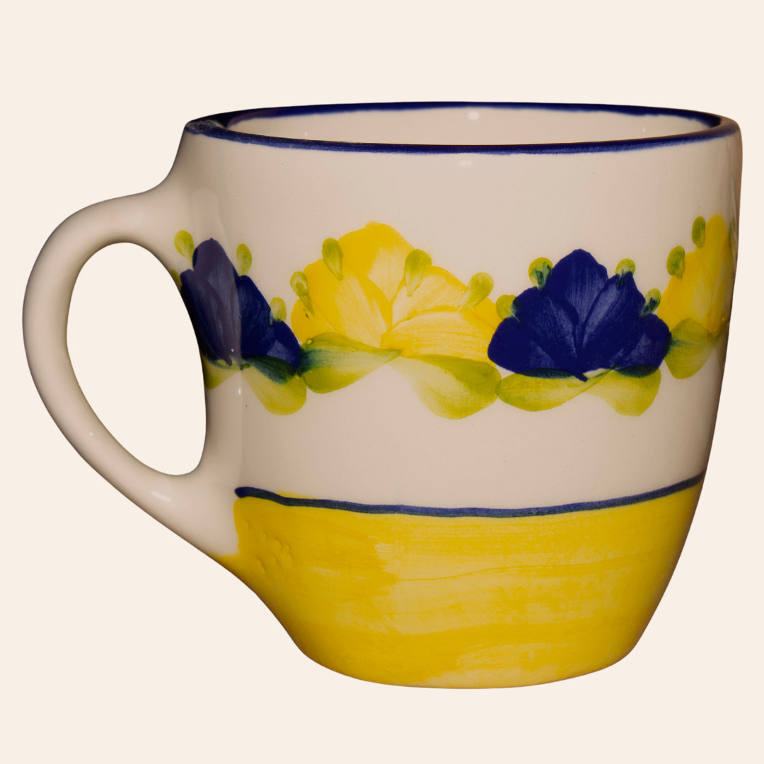Mug Mediano | Pompón Amarillo/Azul Cobalto
