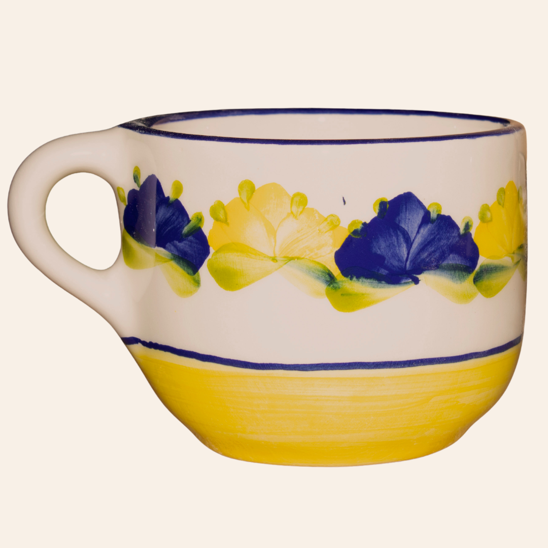 Mug Sienna | Pompón Amarillo/Azul Cobalto