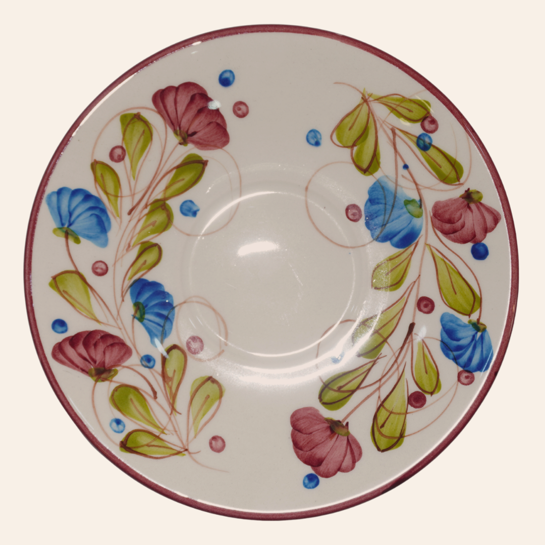 Plato 15cm | Flora Azul/Vinotinto
