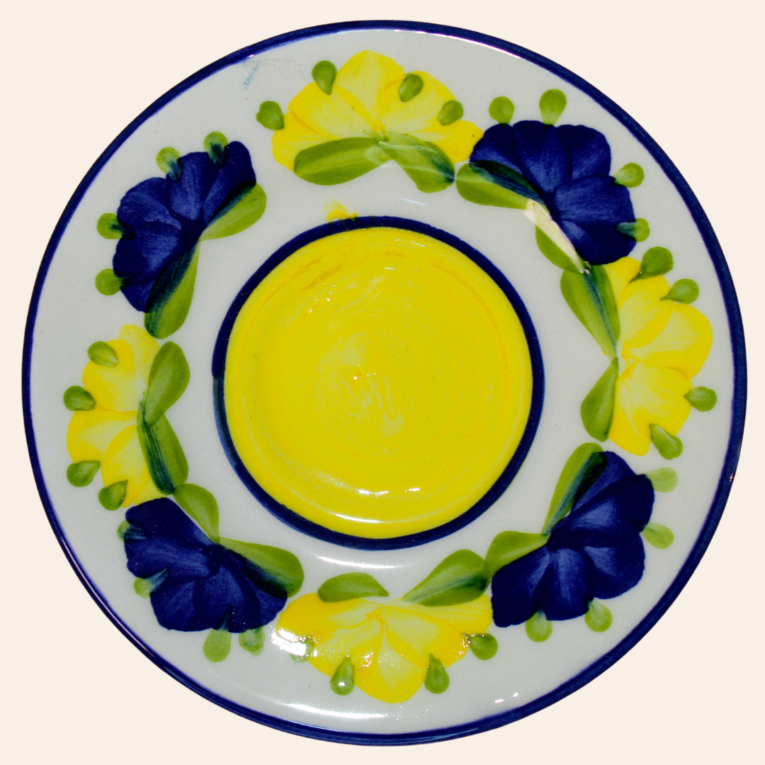 Plato 15cm | Pompón Amarillo/Azul Cobalto