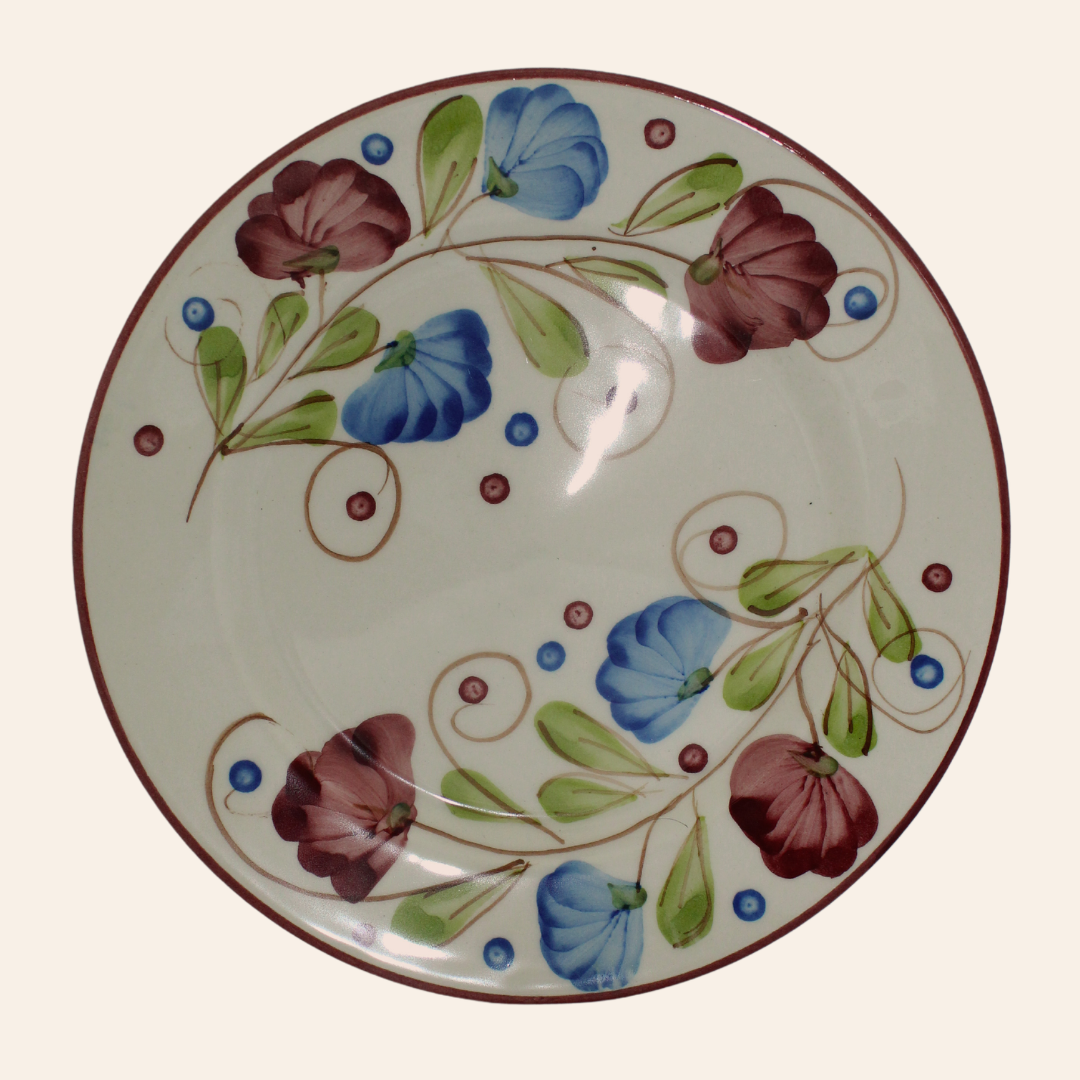 Plato 21cm | Flora Azul/Vinotinto