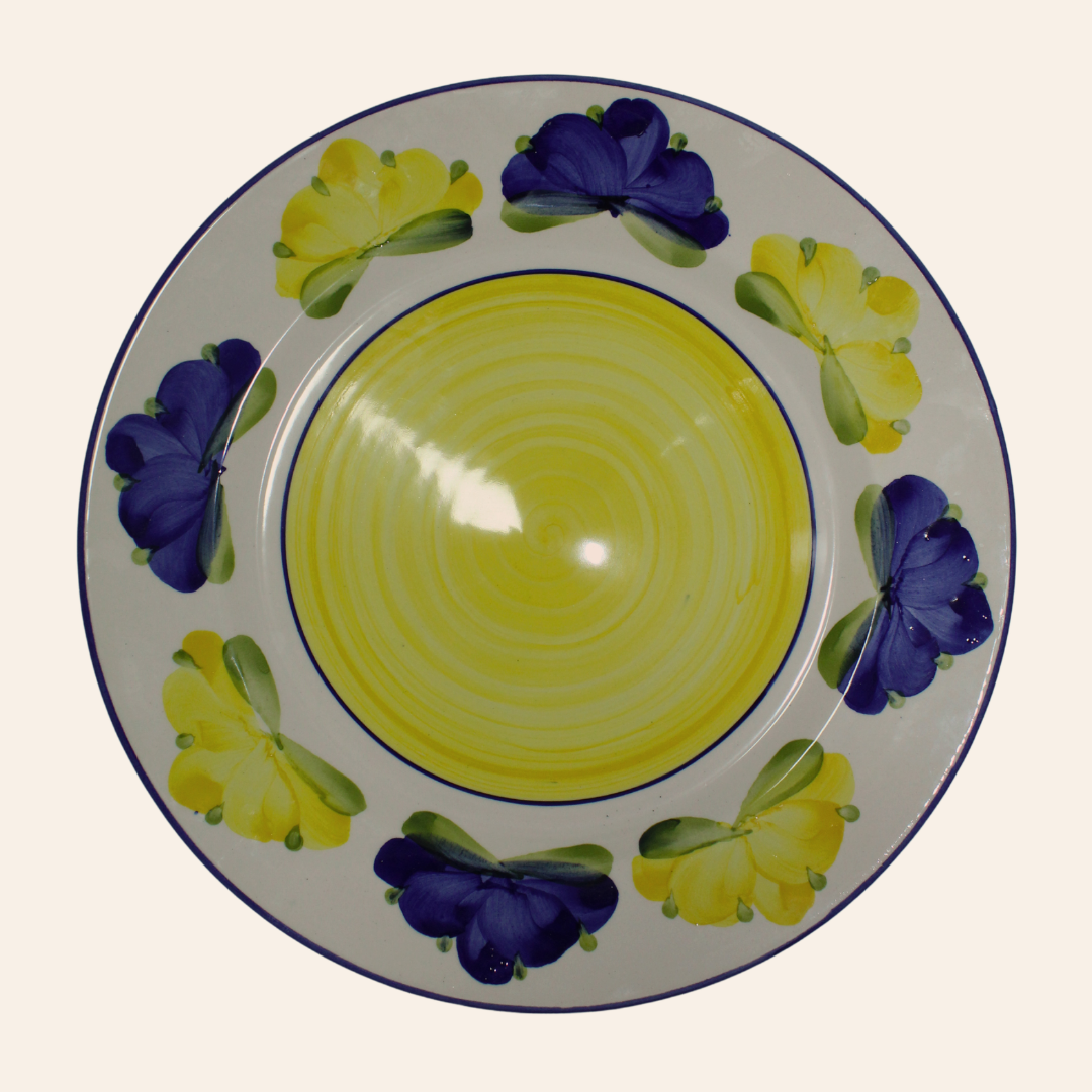 Plato 21cm | Pompón Amarillo/Azul Cobalto