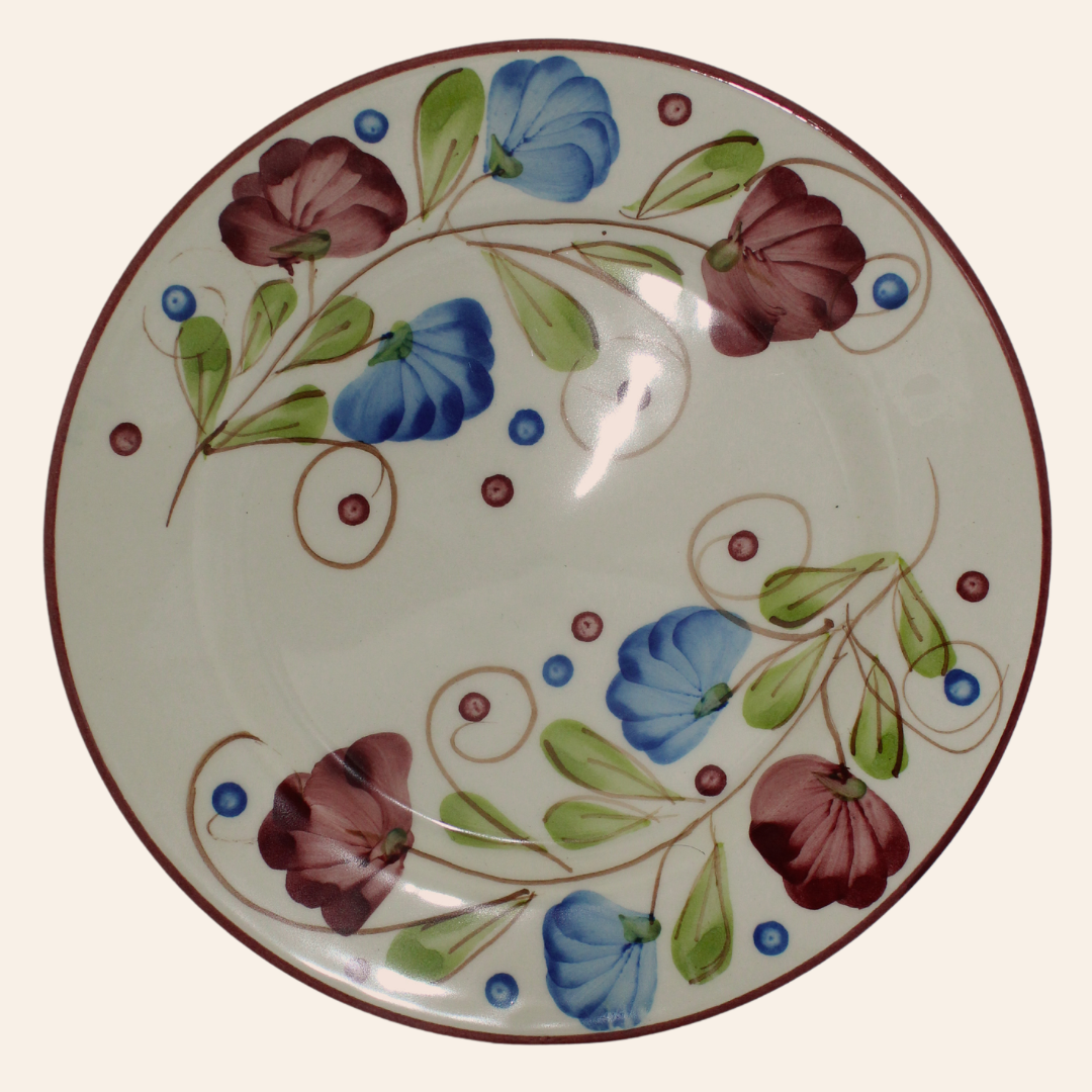 Plato 24cm | Flora Azul/Vinotinto