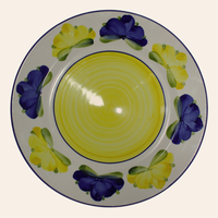 Puesto Vajilla 4 piezas | Pompón Amarillo/Azul Cobalto
