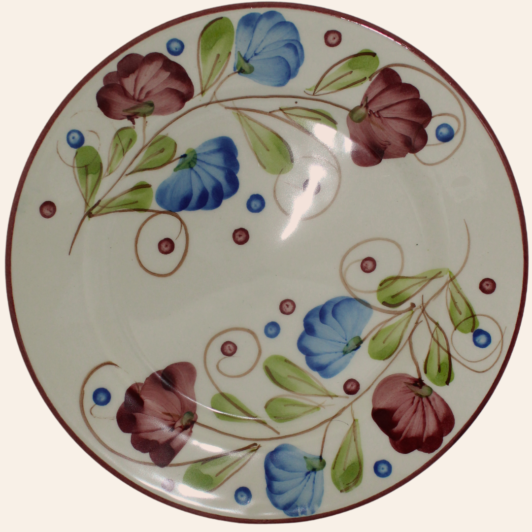 Plato 27cm | Flora Azul/Vinotinto