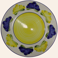 Puesto Vajilla 5 piezas | Pompón Amarillo/Azul Cobalto