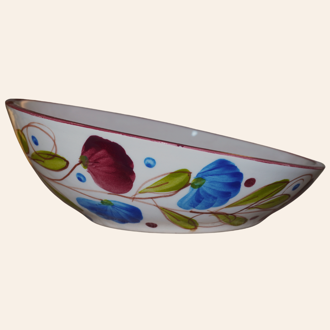 Plato Irregular | Flora Azul/Vinotinto