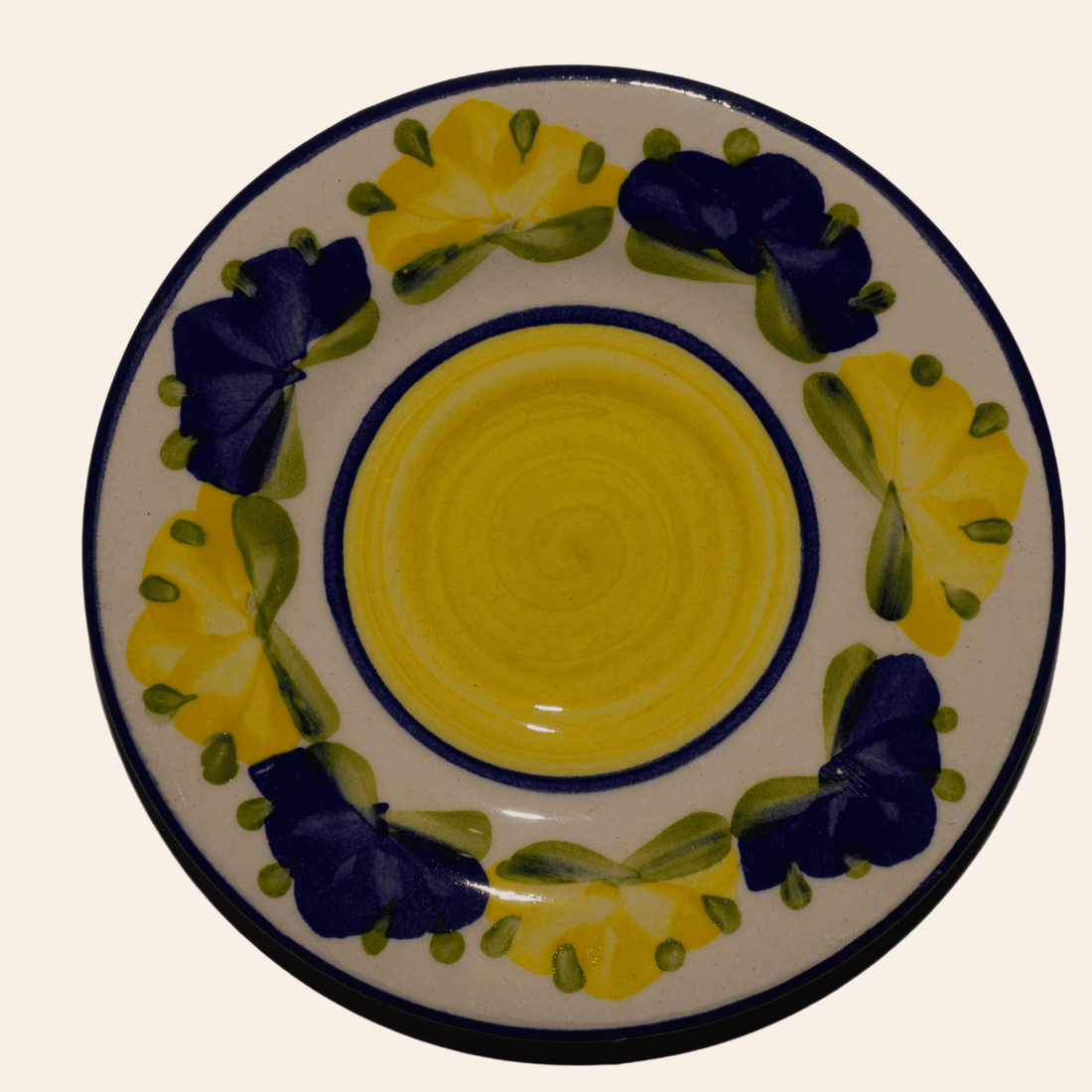 Plato 13cm | Pompón Amarillo/Azul Cobalto