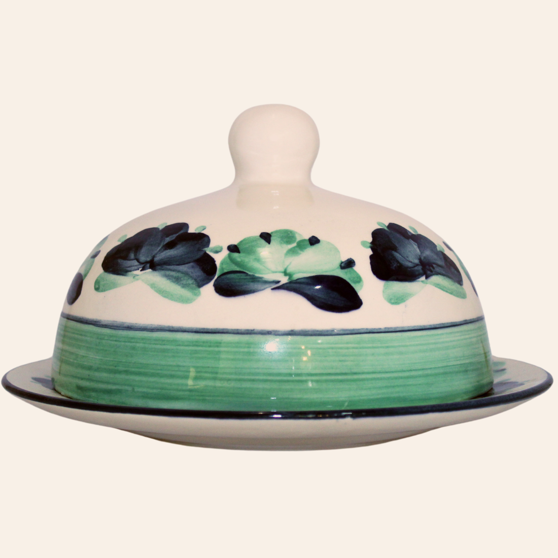 Quesera Grande | Pompón Azul Petroleo/Azul Aguamarina