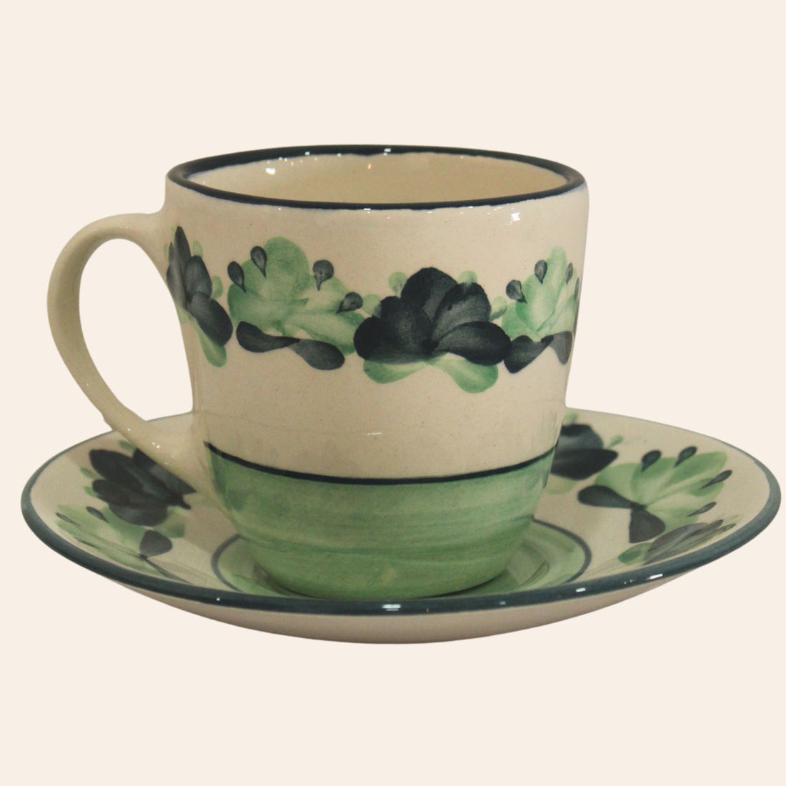 Juego de té Mug Mediano | Pompón Azul Petroleo/Azul Aguamarina