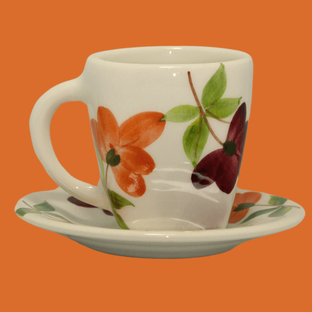 Juego de té Cuadrado | Carmesí Naranja/Vinotinto - Cerámicas Carmesí