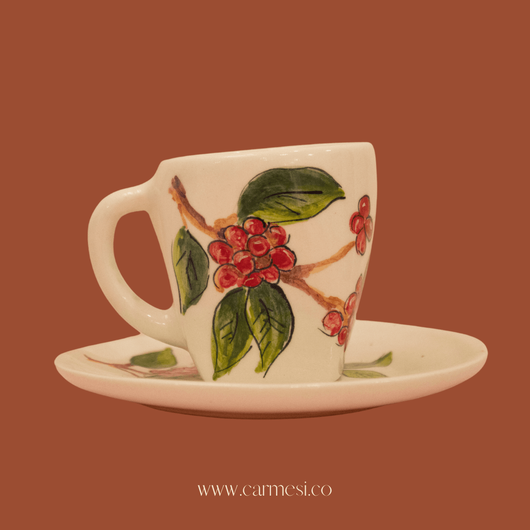 Juego de té cuadrado Flor de café - Cerámicas Carmesí