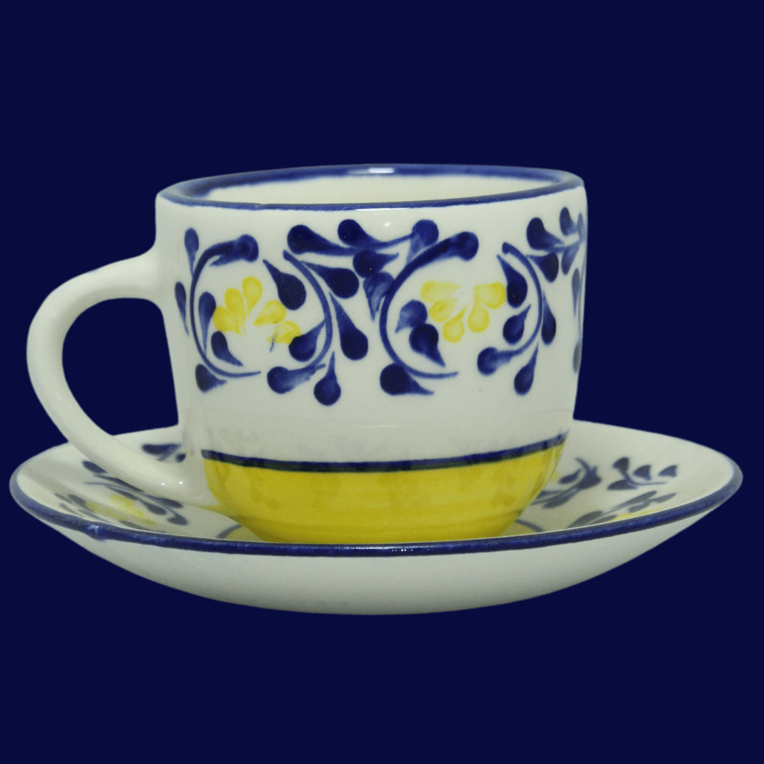 Juego de té Vienna Violeta Azul/Amarillo - Cerámicas Carmesí